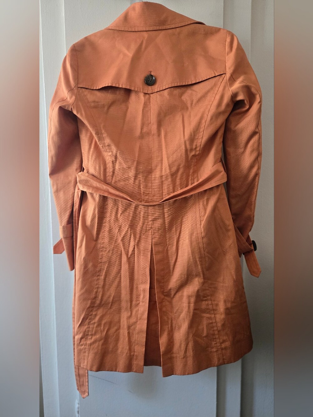 23 Wands Women’s Double-Breasted Trench Coat Rust Orange - Picture 4 of 5